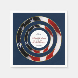 Einzigartige Patriotic Elegante USA Flag Gold Wedd Serviette