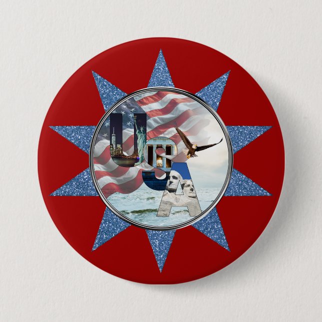 Einzigartige patriotische Briefmarken historischer Button (Vorderseite)