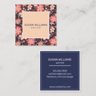 Einzigartige Peach floral Moderne Quadratische Visitenkarte