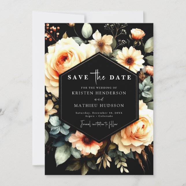 Einzigartige Peach Hochzeit Save The Date (Vorderseite)