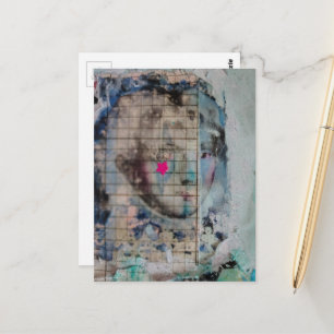 Einzigartige Person Mixed Media Collage rosa Stern Postkarte