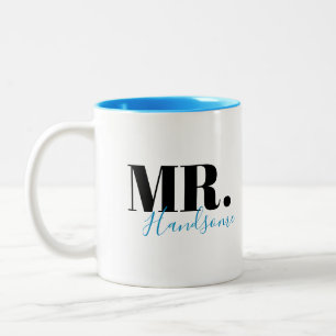 Einzigartige personalisierte Mr. handsome Paare Zweifarbige Tasse