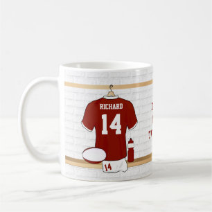Einzigartige Personalisierte Rugby Fan Red White T Kaffeetasse