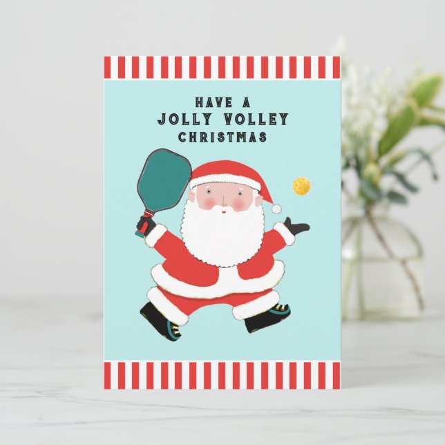 Einzigartige Pickleball Weihnachtskarten Feiertagskarte (Stehend Vorderseite)