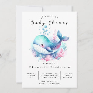 Einzigartige Printable Whale Baby Dusche Einladung