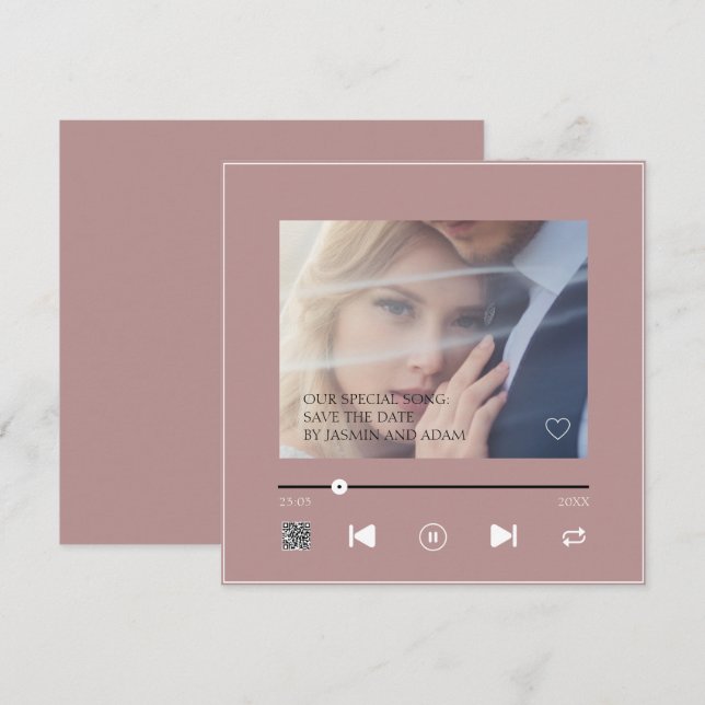Einzigartige QR Rose Gold Couple Liebe Wedding Son Save The Date (Vorne/Hinten)
