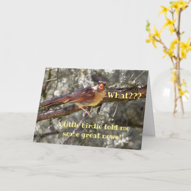 Einzigartige Red Bird Baby Announccard Karte (Gelbe Blume)