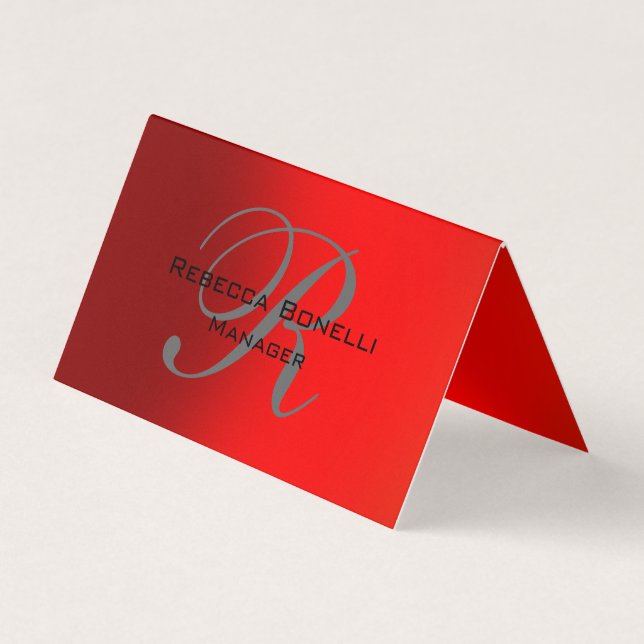 Einzigartige Red Gray Monogram Manager Business Ca Visitenkarten (Vorderseite)