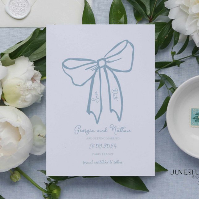 Einzigartige Retro Dusty Blue Save the Date Einlad Einladung (Von Creator hochgeladen)