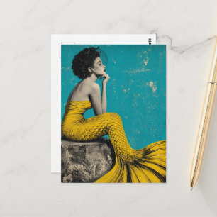 Einzigartige Retro-Meerjungfrau Postkarte