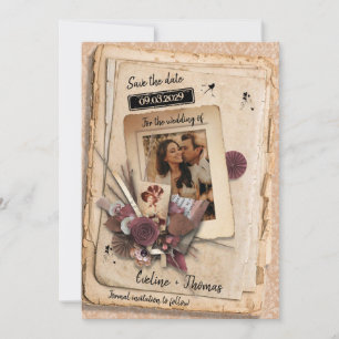 Einzigartige Retro-Rose mit Vintagem Duschkopf Save The Date