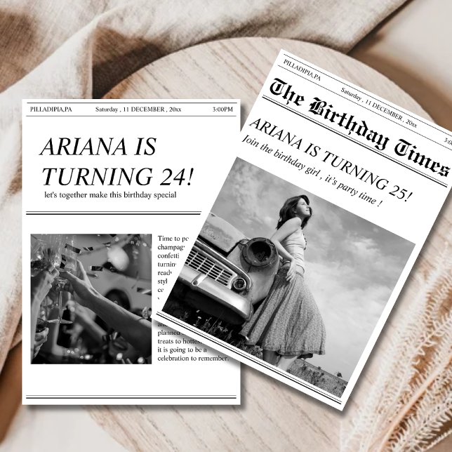 Einzigartige Retro-Zeitung Geburtstagsparty Einlad Einladung (Von Creator hochgeladen)