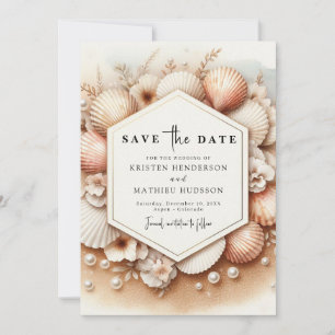Einzigartige romantische Strandhochzeit Save The Date