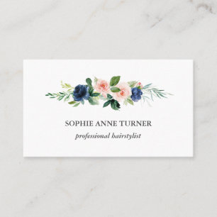 Einzigartige Rosa Blauen Blumen Berufliche Friseur Visitenkarte