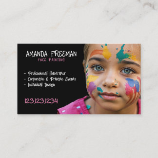 Einzigartige rosa und schwarze Kinder mit Gesichts Visitenkarte