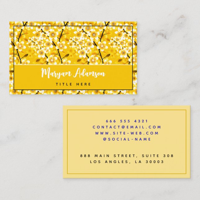 Einzigartige Rose aus der Blüte, edler Senf-Gold Telefonnummerkarte (Vorne/Hinten)