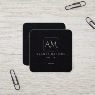 Einzigartige Rose Gold Mit Monogramm Script Social Quadratische Visitenkarte