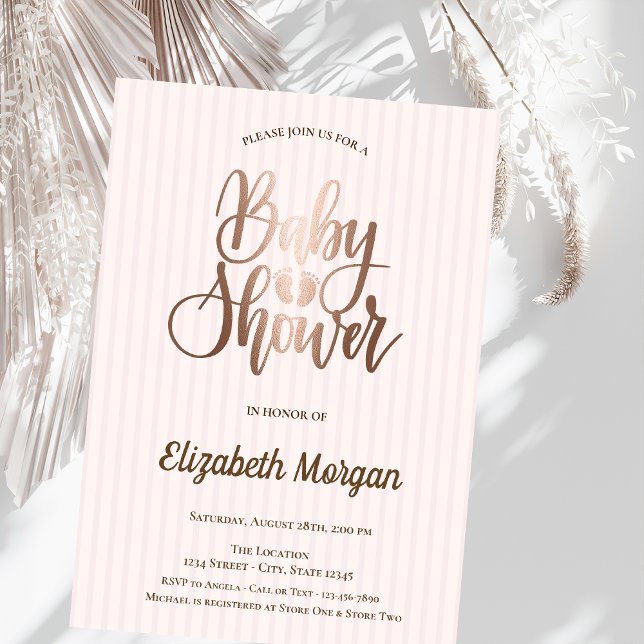 Einzigartige Rose Gold Stripte Kinderdusche Einladung (Von Creator hochgeladen)