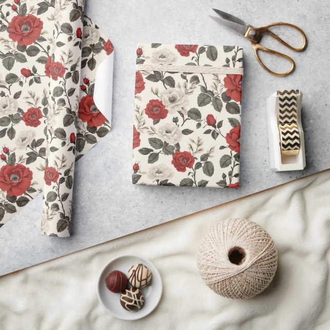 Einzigartige Rose Modernes Wrapping Paper Geschenkpapier (Kunsthandwerk)