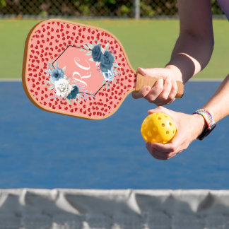 einzigartige rote Herzen auf rosa und Muster Custo Pickleball Schläger