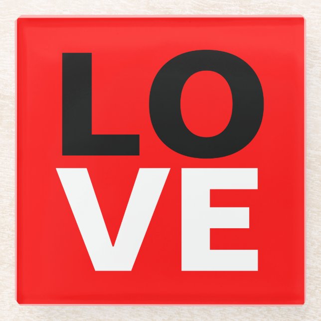 Einzigartige Rote Liebe Romantik Glasuntersetzer (Vorderseite)