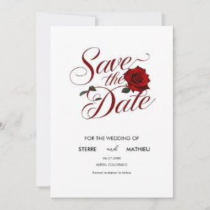 Einzigartige Rote Rose Hochzeit Save The Date