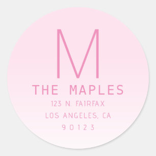 Einzigartige Rücksendeadresse und Monogramm   Pink Runder Aufkleber