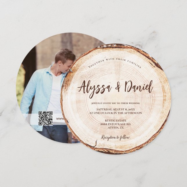 Einzigartige rustikale Hochzeit mit Foto Einladung (Vorne/Hinten)