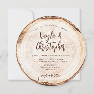 Einzigartige rustikale Hochzeitsholzbaumrinde Maßg Einladung