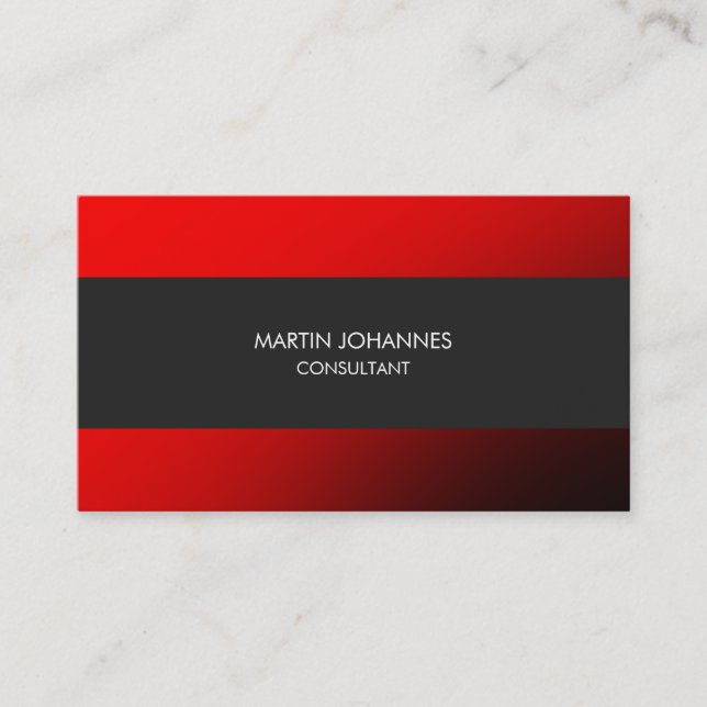 Einzigartige Schlichte Red Gray Business Card Visitenkarte (Vorderseite)