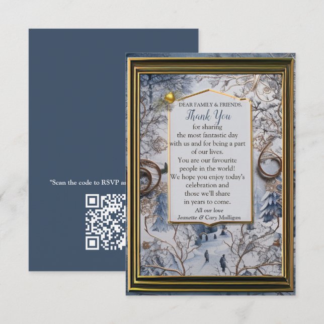 Einzigartige Schneeflocke Danke RSVP Karte (Vorne/Hinten)