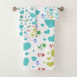 einzigartige, schöne, farbenfrohe, gemalte Muster Badhandtuch Set