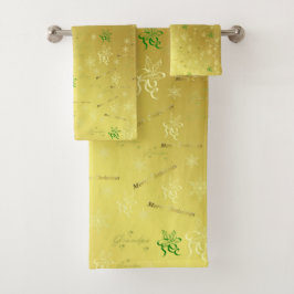 einzigartige, schöne, farbenfrohe, gemalte Muster Badhandtuch Set