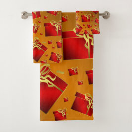 einzigartige, schöne, farbenfrohe, gemalte Muster Badhandtuch Set