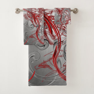 einzigartige, schöne, farbenfrohe, gemalte Muster Badhandtuch Set