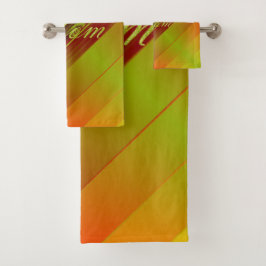 einzigartige, schöne, farbenfrohe, gemalte Muster Badhandtuch Set