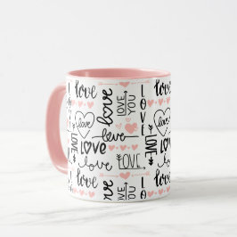 Einzigartige Schwarz-Pink-Herzen-Liebe Valentinsta Tasse