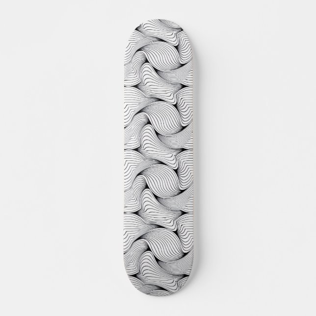 Einzigartige Schwarz-Weiß-Interwoven-Linien Skateboard (Vorne)