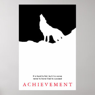 Einzigartige Schwarz-Weiß-Motivierend Wolf-Silhoue Poster