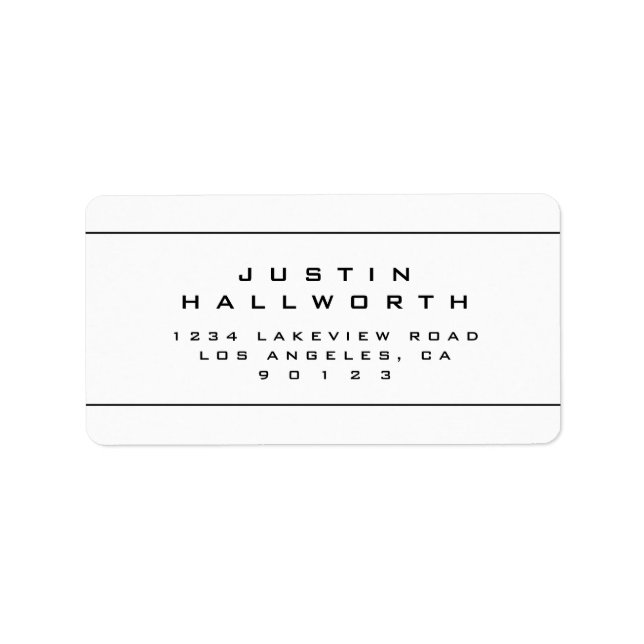 Einzigartige Schwarz-Weiß-Rücksendeadresse Adressaufkleber (Vorne)