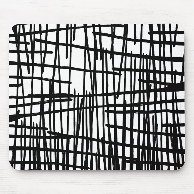 Einzigartige Schwarz-weiße handgemalte Mousepad (Vorne)