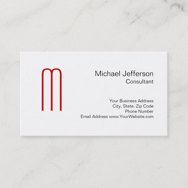 Einzigartige Schwarz-weiße Visitenkarte mit rotem  (Vorderseite)