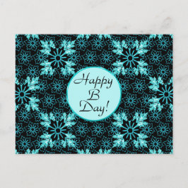 Einzigartige schwarze Blume mit Aquamarinen Aqua-B Postkarte