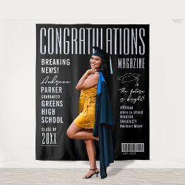 Einzigartige schwarze Gratulations-Graduierten-Mag Wandteppich