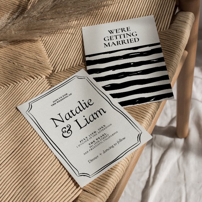 Einzigartige schwarze und weiße Alte Geldstreifen  Einladung (Von Creator hochgeladen)