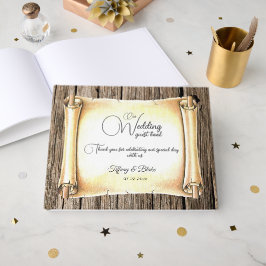 Einzigartige Scroll & Feather Pen Hochzeit Gästebuch