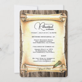 Einzigartige Scroll & Feather Pen Hochzeitsfeier P Einladung