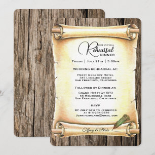 Einzigartige Scroll & Feather Pen Hochzeitsfeier P Einladung