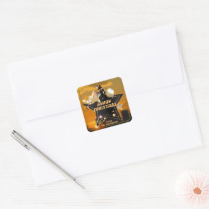 Einzigartige Sonnenaufgang Schwarz-Gold-Metallic-S Quadratischer Aufkleber