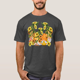 Einzigartige Sonnenblumen-Gnome-Hippies Blumengraf T-Shirt